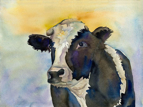 Watching Cattle 2 White Modern Wood Framed Art Print with Double Matting by Charest, Doris