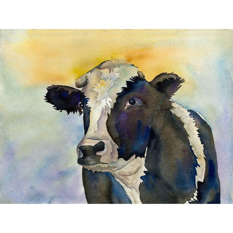 Watching Cattle 2 Black Modern Wood Framed Art Print with Double Matting by Charest, Doris