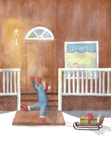 Winter Activities 1 Black Ornate Wood Framed Art Print with Double Matting by Charest, Doris