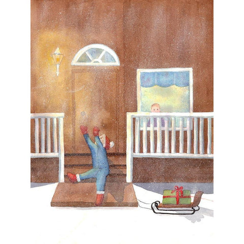 Winter Activities 1 Gold Ornate Wood Framed Art Print with Double Matting by Charest, Doris