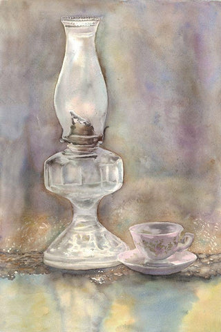 Midnight Oil 1 White Modern Wood Framed Art Print with Double Matting by Charest, Doris