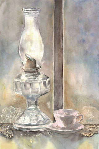 Midnight Oil 2 Black Ornate Wood Framed Art Print with Double Matting by Charest, Doris