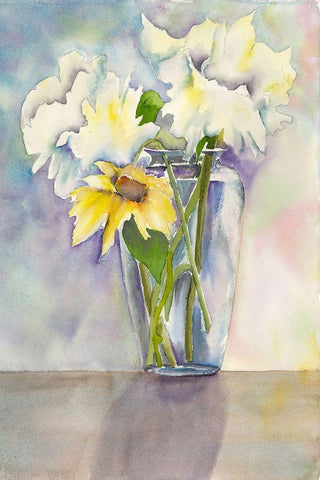 Bright Bouquet 1 Black Ornate Wood Framed Art Print with Double Matting by Charest, Doris