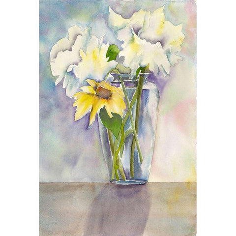 Bright Bouquet 1 Black Modern Wood Framed Art Print with Double Matting by Charest, Doris