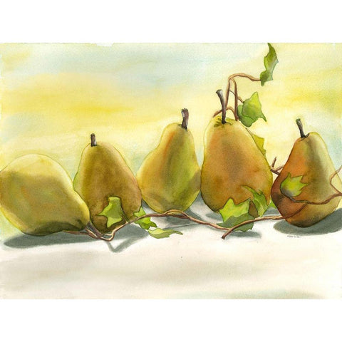 Pears In A Row 1 Black Modern Wood Framed Art Print by Charest, Doris