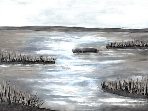 Marsh Scene Black Ornate Wood Framed Art Print with Double Matting by Charest, Doris