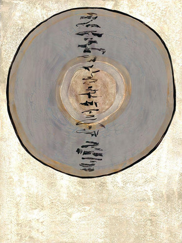 Oriental Disk 1 White Modern Wood Framed Art Print with Double Matting by Charest, Doris