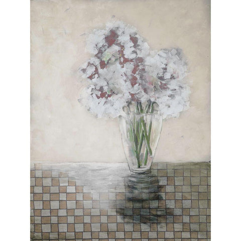 Floral Checkmate Black Modern Wood Framed Art Print with Double Matting by Charest, Doris