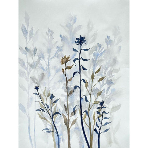 Blue Lit Growth 1 Black Modern Wood Framed Art Print by Charest, Doris