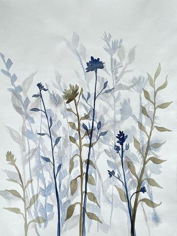 Blue Lit Growth 2 Black Ornate Wood Framed Art Print with Double Matting by Charest, Doris