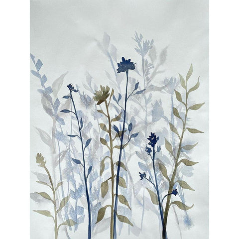 Blue Lit Growth 2 Black Modern Wood Framed Art Print by Charest, Doris