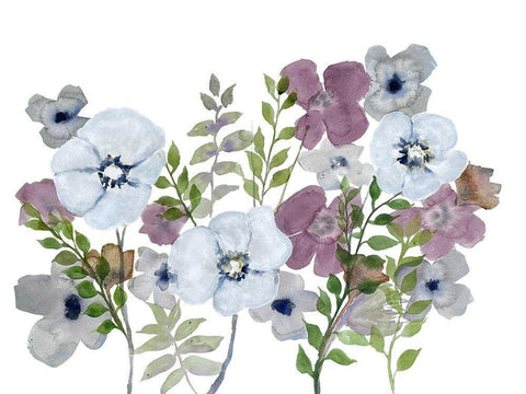 Floral Gossip 3 White Modern Wood Framed Art Print with Double Matting by Charest, Doris