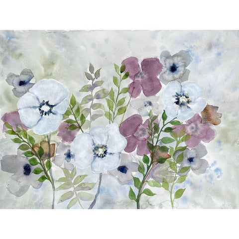 Floral Gossip 1 White Modern Wood Framed Art Print by Charest, Doris