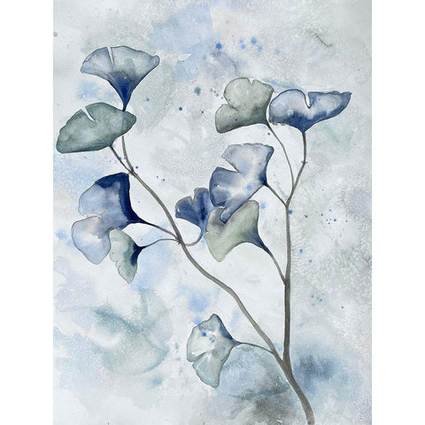 Moonlit Ginkos 1 White Modern Wood Framed Art Print by Charest, Doris