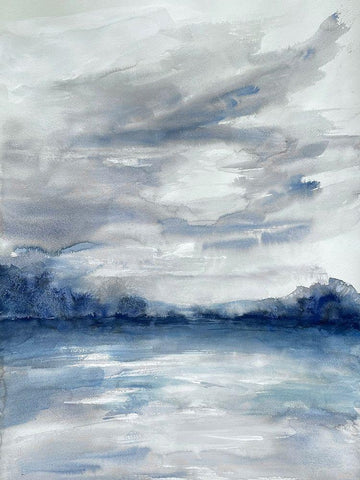 Stormy Shores 1 White Modern Wood Framed Art Print with Double Matting by Charest, Doris