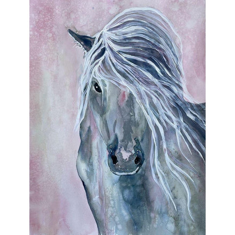 Majestic Stallion 1 Black Modern Wood Framed Art Print with Double Matting by Charest, Doris