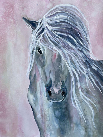 Majestic Stallion 1 White Modern Wood Framed Art Print with Double Matting by Charest, Doris