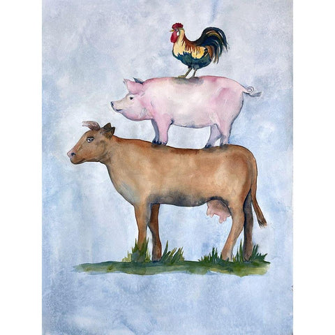 Misunderstood Cow Black Modern Wood Framed Art Print with Double Matting by Charest, Doris