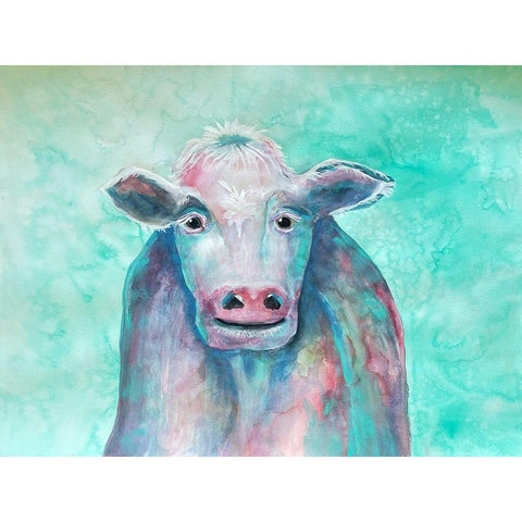 Misunderstood Cow White Modern Wood Framed Art Print by Charest, Doris
