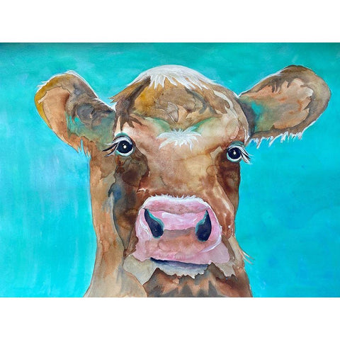 Gazing Cow 1 White Modern Wood Framed Art Print by Charest, Doris