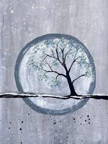 Moonlit Tree 1 White Modern Wood Framed Art Print with Double Matting by Charest, Doris