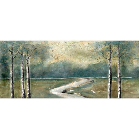 Green Landscape Black Modern Wood Framed Art Print with Double Matting by Charest, Doris