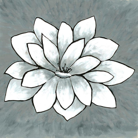 White Lotus White Modern Wood Framed Art Print with Double Matting by Charest, Doris