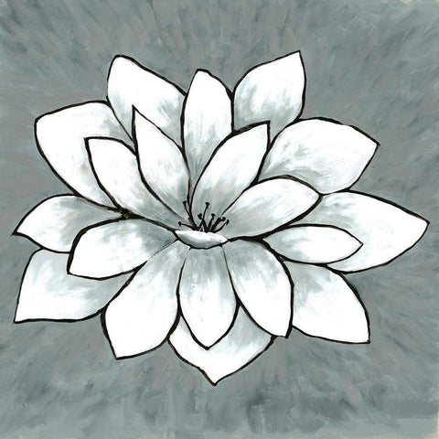 White Lotus Black Modern Wood Framed Art Print with Double Matting by Charest, Doris