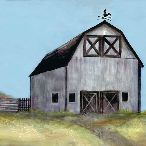 Peaceful Barn 2 White Modern Wood Framed Art Print with Double Matting by Charest, Doris