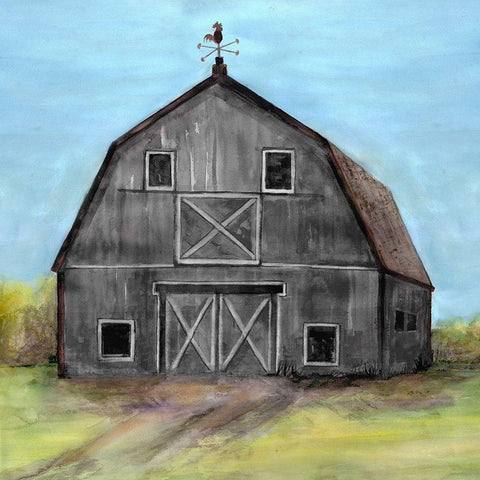 Peaceful Barn 2 Black Ornate Wood Framed Art Print with Double Matting by Charest, Doris