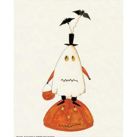 Pumpkin Ghost White Modern Wood Framed Art Print by DiPaolo, Dan