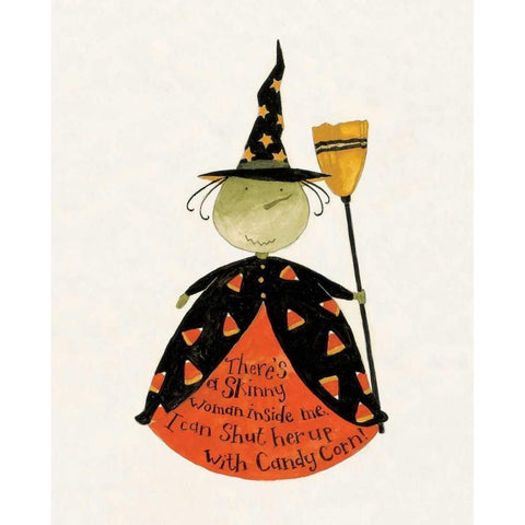 Candy Corn Witch Gold Ornate Wood Framed Art Print with Double Matting by DiPaolo, Dan