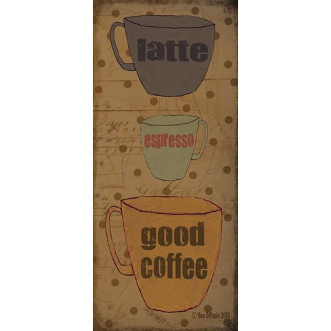 Coffee Dots Panel 2 Black Modern Wood Framed Art Print with Double Matting by DiPaolo, Dan