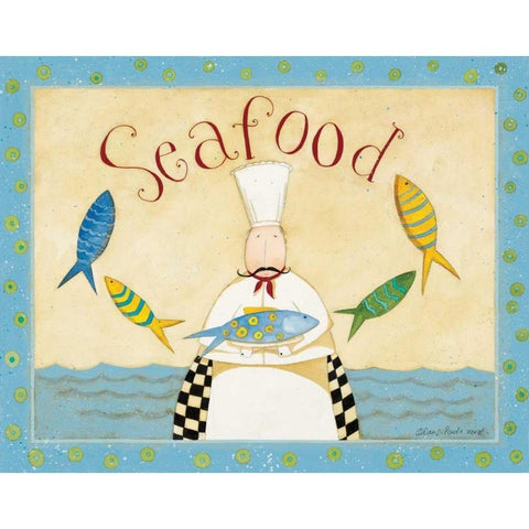 Seafood White Modern Wood Framed Art Print by DiPaolo, Dan