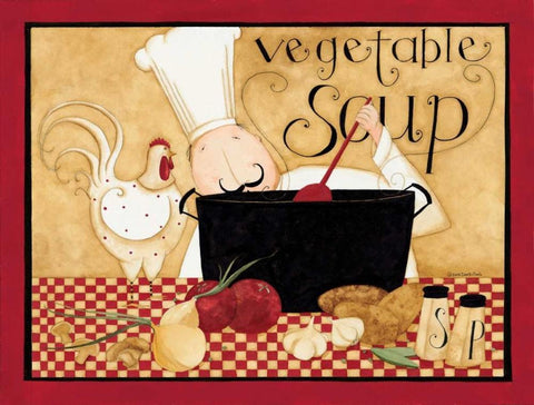 Vegie Soup White Modern Wood Framed Art Print with Double Matting by DiPaolo, Dan