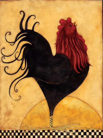 Rooster Black Ornate Wood Framed Art Print with Double Matting by DiPaolo, Dan