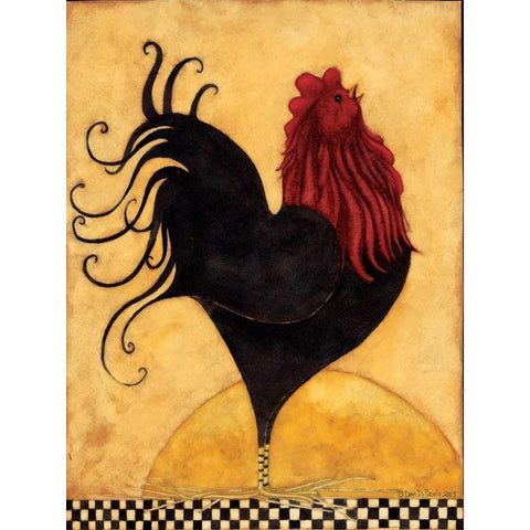 Rooster Black Modern Wood Framed Art Print with Double Matting by DiPaolo, Dan