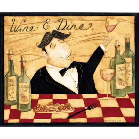 Dinner White Modern Wood Framed Art Print by DiPaolo, Dan
