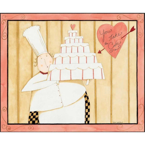 Love Cake Gold Ornate Wood Framed Art Print with Double Matting by DiPaolo, Dan