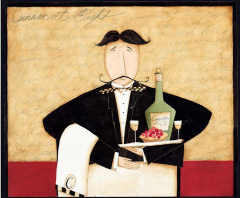 Dinner Time White Modern Wood Framed Art Print with Double Matting by DiPaolo, Dan