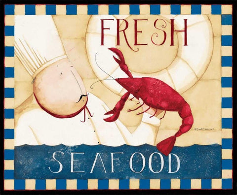 Fresh Seafood White Modern Wood Framed Art Print with Double Matting by DiPaolo, Dan