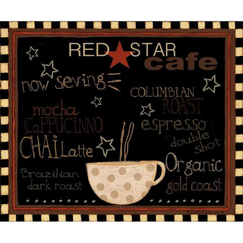 Red Star Cafe Black Modern Wood Framed Art Print with Double Matting by DiPaolo, Dan