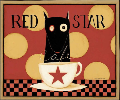 Red Star Black Ornate Wood Framed Art Print with Double Matting by DiPaolo, Dan