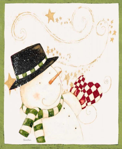 Snowman White Modern Wood Framed Art Print with Double Matting by DiPaolo, Dan
