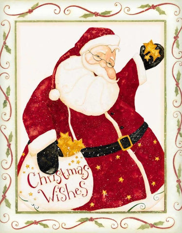 Santa Black Ornate Wood Framed Art Print with Double Matting by DiPaolo, Dan