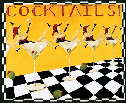 Cocktails Black Ornate Wood Framed Art Print with Double Matting by DiPaolo, Dan