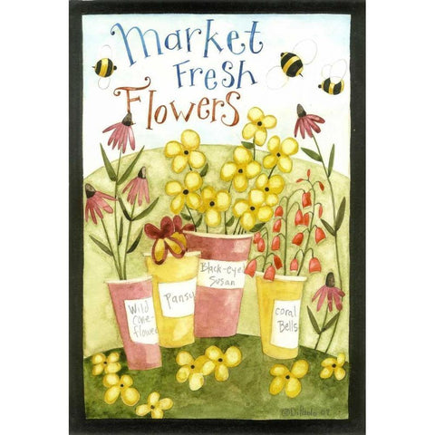 Market Fresh Flowers White Modern Wood Framed Art Print by DiPaolo, Dan