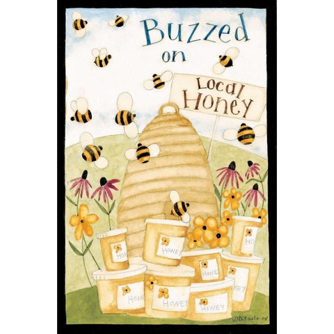 Buzzed On Honey White Modern Wood Framed Art Print by DiPaolo, Dan