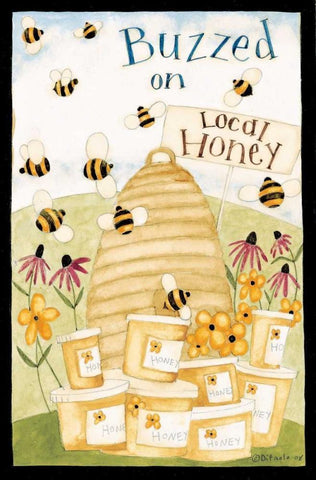Buzzed On Honey White Modern Wood Framed Art Print with Double Matting by DiPaolo, Dan