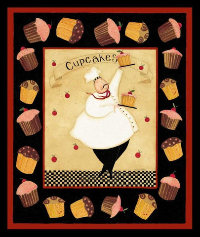 Dancing With Cupcakes White Modern Wood Framed Art Print with Double Matting by DiPaolo, Dan